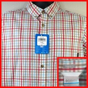 Columbia Men's Rapid Rivers Short Sleeve Shirt, Sunset‎ Red , Small size